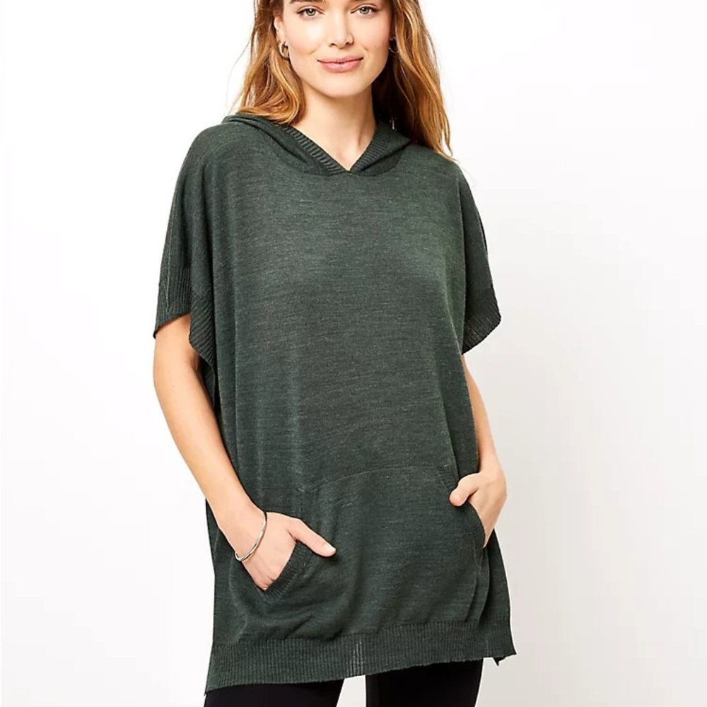 NEW Loft XS S Green Hoodie Poncho Sweater Boho